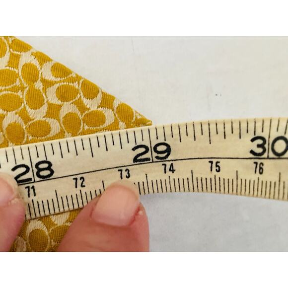 COACH Logo Design 100% Silk Yellow Gold Necktie Tie- Made in Italy - Picture 7 of 10